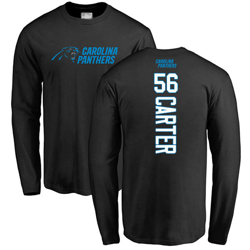 Carolina Panthers Men Black Jermaine Carter Backer NFL Football #56 Long Sleeve T Shirt
